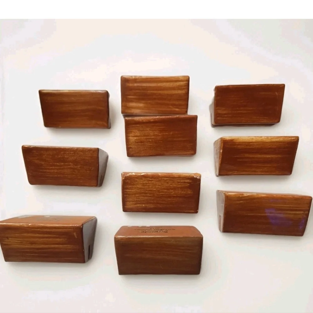 Set 10 Williams Sonoma Painted Ceramic Place Card Holders Brown Burgundy 2012